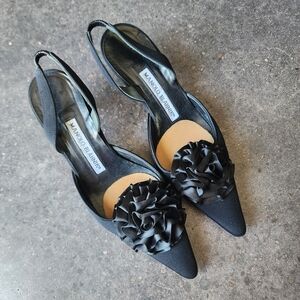 Manolo Blahnik Black Slingback Heels